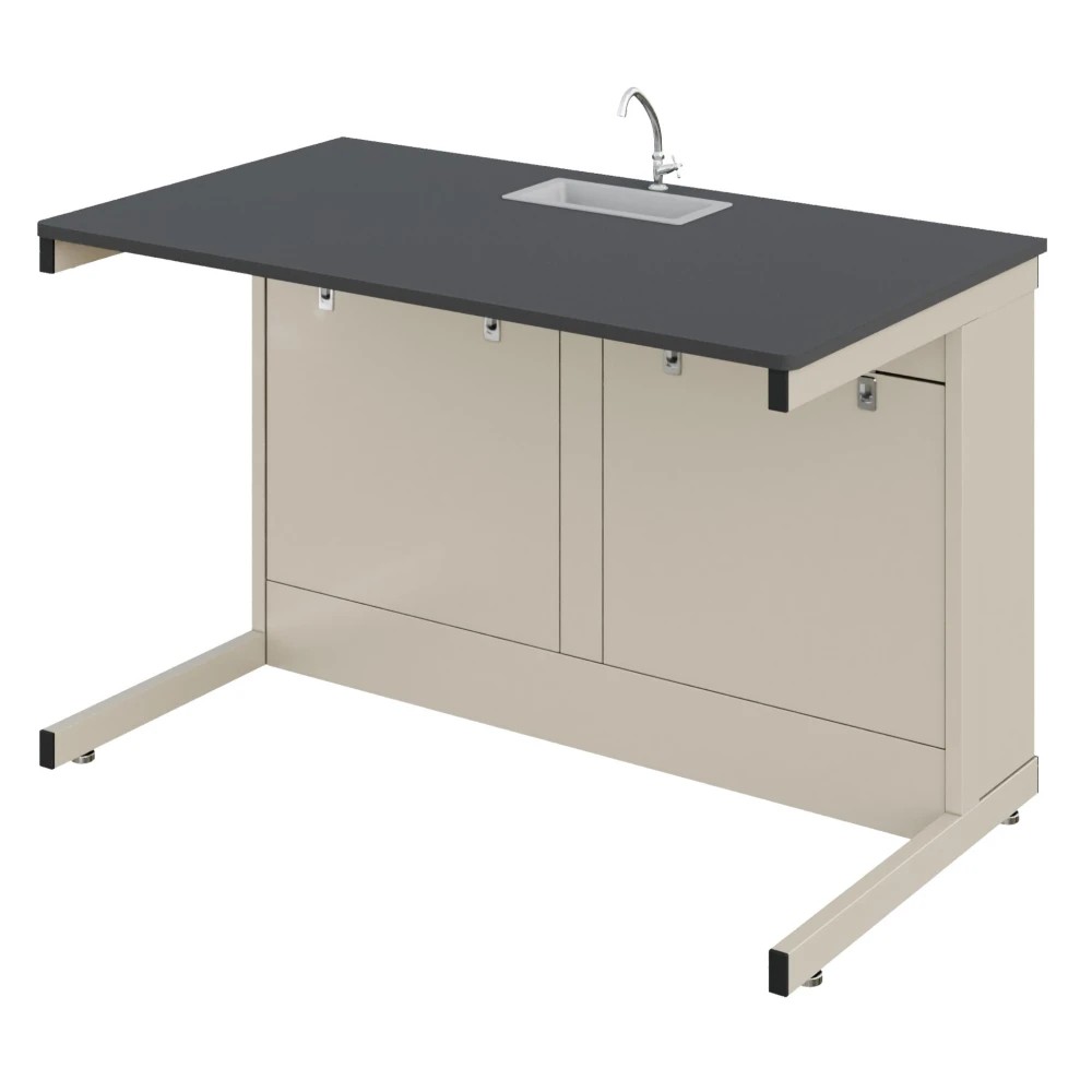 Стіл учнівський лабораторний двомісний Pro з мийкою МДФ+HPL (7822.2) МЕБЛІ ТЕХНОСТИЛЬ